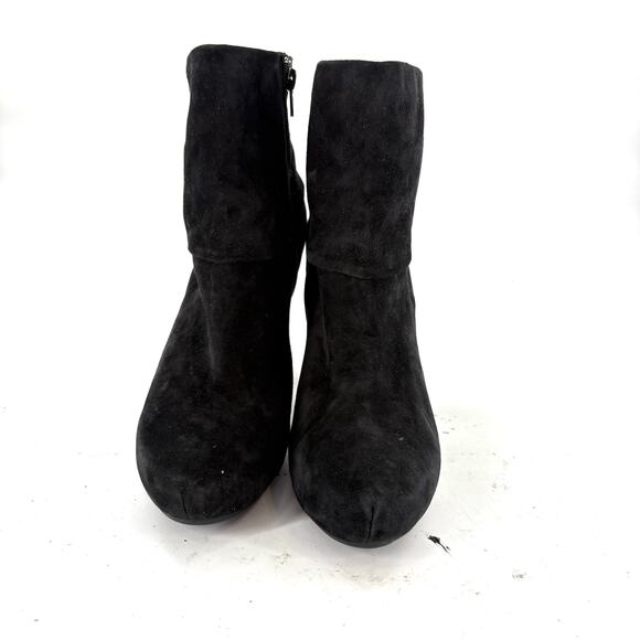 Me Too Suede Heeled Ankle Boots 10 Black Booties Capsule Minimalist - Picture 4 of 7